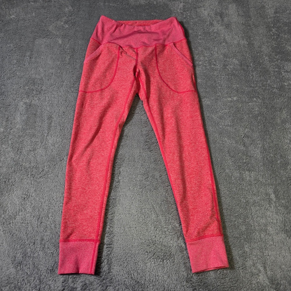Zella Womens S Leggings Coral Pink Heathered High Waist Front Pocket Activewear